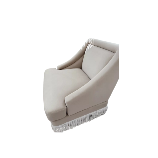 Cream with Fringe Box Style Chair